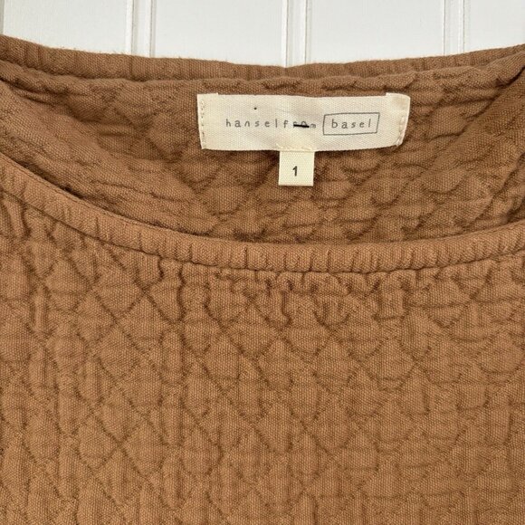 Hansel From Basel Sonja Quilted Dress (Size 1 or S) Camel Midi Modest Oversized - Picture 10 of 13
